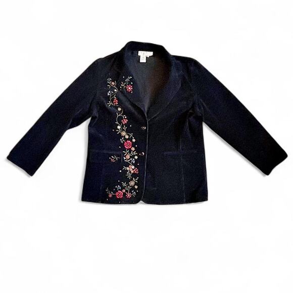 Vintage Embroidered Black Corduroy Jacket Richie Essentials XXL/3XL - Picture 2 of 8